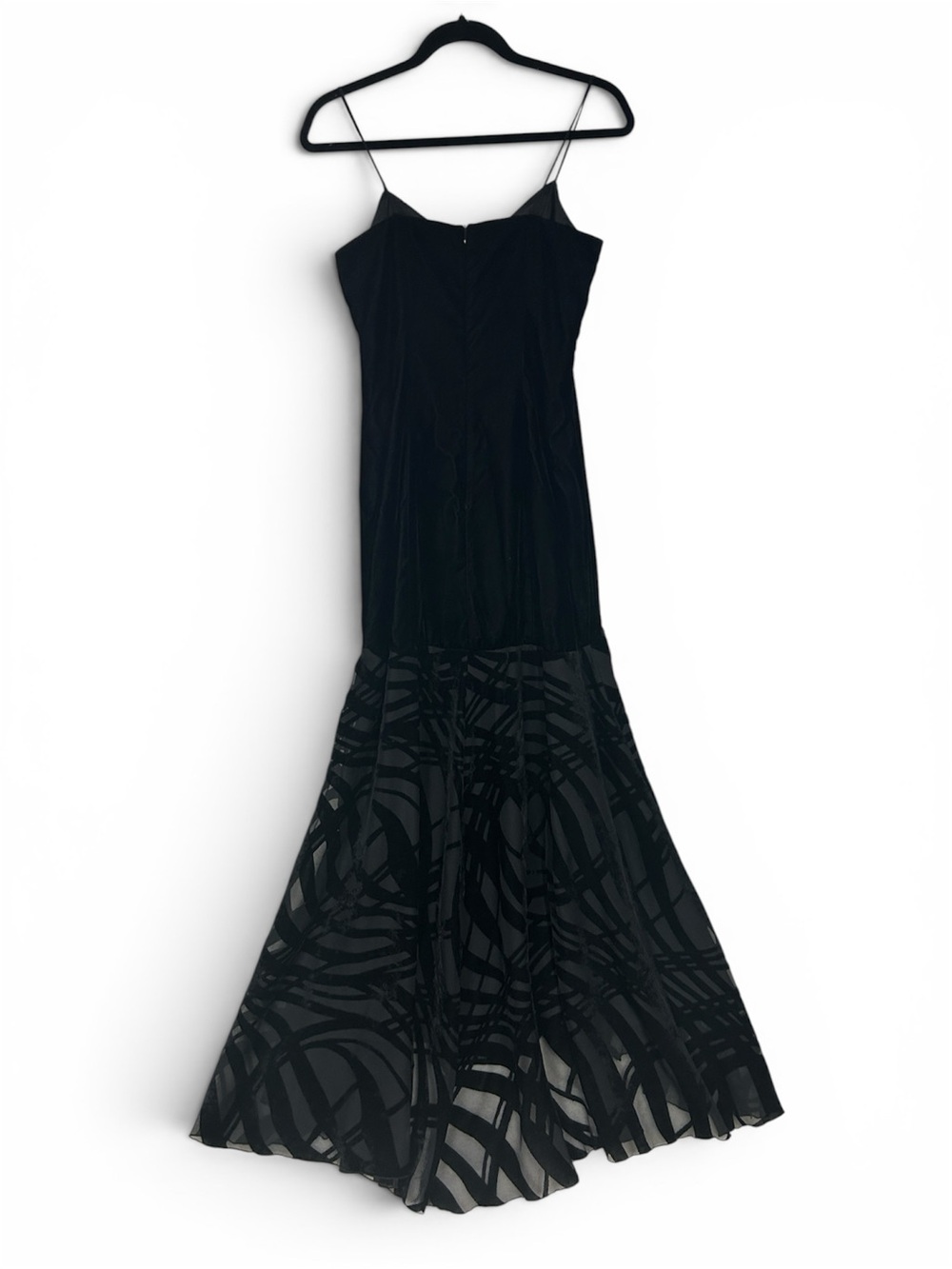 Vintage Cache Gown Dress Black Zip Up Back Spaghetti Strap Womens Size 4